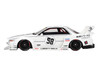 Nissan Skyline GT-R R32 RHD Right Hand Drive #58 LBWK - Kaido Works White with Gray Stripes and Graphics Tokyo Auto Salon TAS 2025 1/18 Model Car Top Speed TS0695