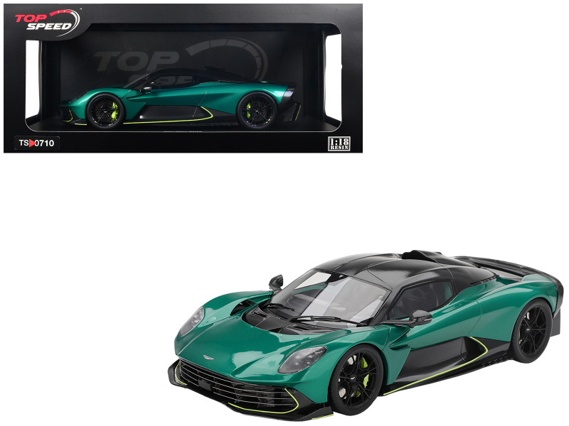 Aston Martin Valhalla Podium Green Metallic with Carbon Top 1/18 Model Car Top Speed TS0710