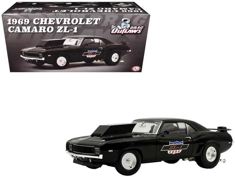 1969 Chevrolet Camaro ZL-1 Drag Outlaws Black Limited Edition to 372 pieces Worldwide 1/18 Diecast Model Car ACME A1805737