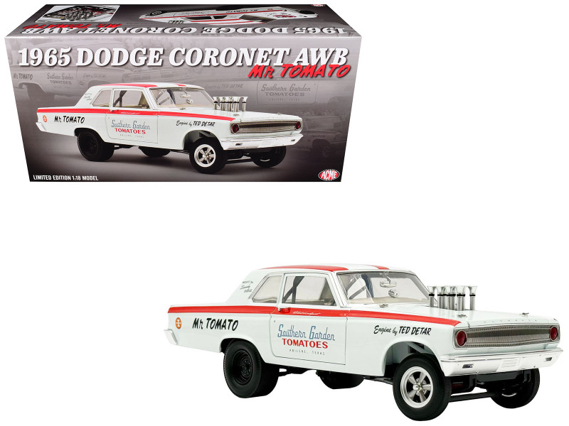 1965 Dodge Coronet AWB Mr. Tomato White with Red Stripes Limited Edition to 408 pieces Worldwide 1/18 Diecast Model Car ACME A1806513