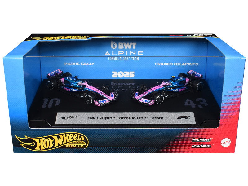 BWT Alpine Formula One Team Formula One F1 World Championship 2025 2 Piece Set Diecast Model Cars Hot Wheels JMM96