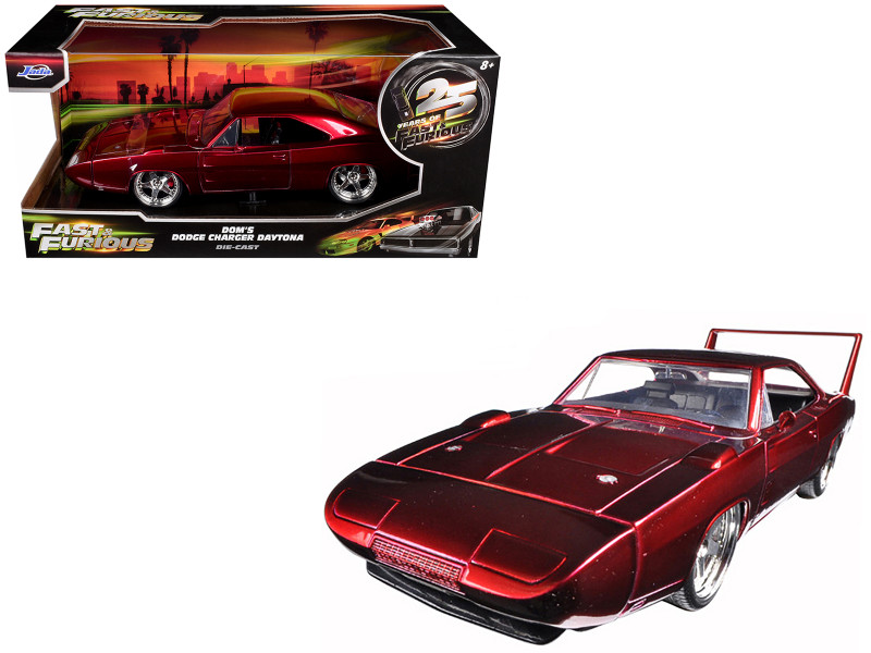 1969 Dodge Charger Daytona Red Fast & Furious 6 2013 Movie 25 Years of Fast & Furious Series 1/24 Diecast Model Car Jada 97060-25TH