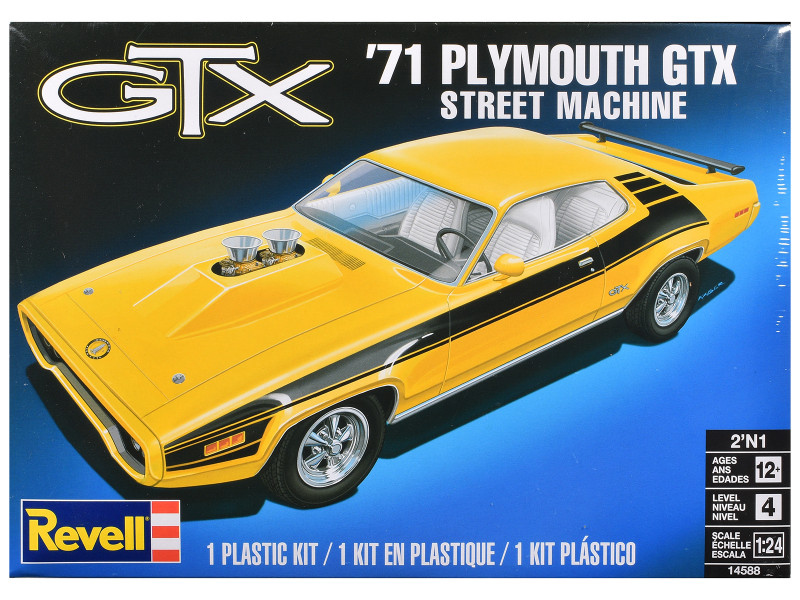 Level 4 Model Kit 1971 Plymouth GTX Street Machine 2-in-1 Kit 1/24 Scale Model Revell 14588