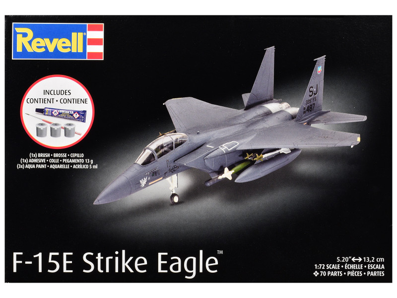 Level 4 Model Kit F-15E Strike Eagle Aircraft All-Included Kit 1/72 Scale Model Revell 73972