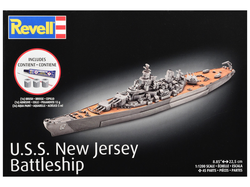 Level 4 Model Kit Battleship U.S.S. New Jersey All-Included Kit 1/1200 Scale Model Revell 75183