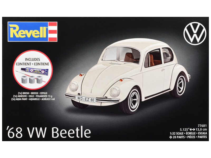 Level 3 Model Kit 1968 Volkswagen Beetle All-Included Kit 1/32 Scale Model Revell 77681