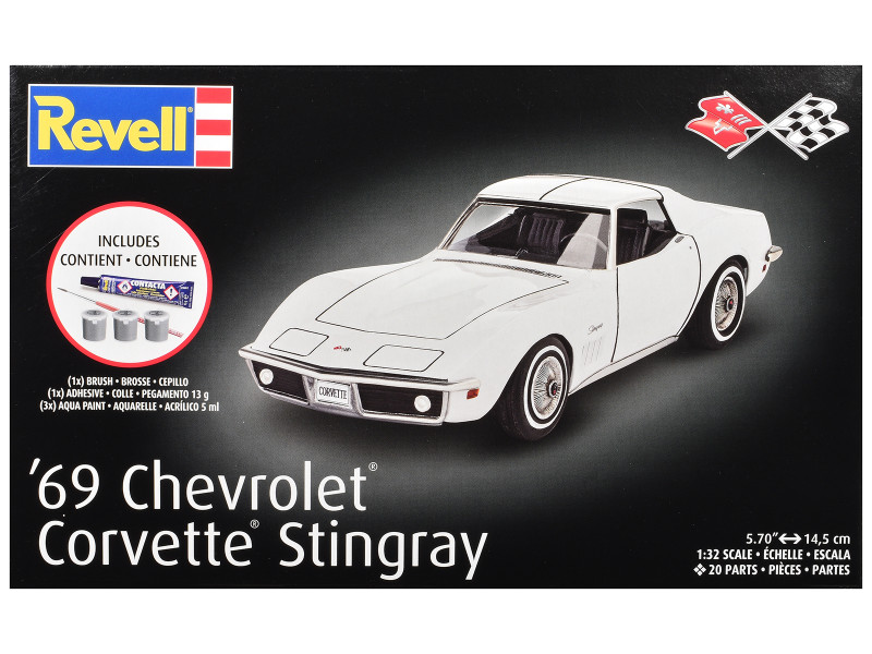 Level 3 Model Kit 1969 Chevrolet Corvette Stingray All-Included Kit 1/32 Scale Model Revell 77684