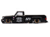 Chevrolet Silverado Dually Pickup Truck Hot Rod V1 Matt Black with Checkered Top and Graphics Designed by Jun Imai Kaido House Special 1/64 Diecast Model Car Mini GT KHMG236