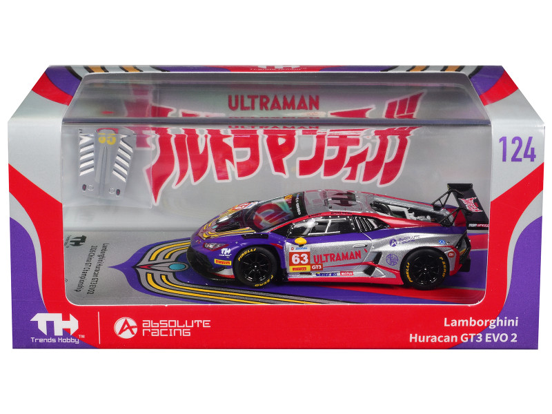 Lamborghini Huracan GT3 EVO 2 #63 Akash Nandy - Zhang Shi Mo Ultraman China GT Championship 2026 1/64 Diecast Model Car Trends Hobby 241083D