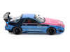 Mazda RX7 FC3S RE Amemiya RHD Right Hand Drive Blue Chrome with Pink Hood Street 7 Chrome 1/64 Diecast Model Car Pop Race PR640592