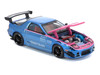 Mazda RX7 FC3S RE Amemiya RHD Right Hand Drive Blue Chrome with Pink Hood Street 7 Chrome 1/64 Diecast Model Car Pop Race PR640592