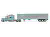 Peterbilt 379 Truck with Sleeper and Dry Goods Trailer TransAmerica Gray with Seafoam Green Graphics J1 Diecast Series 1/64 Diecast Model IXO Models IAPR1027