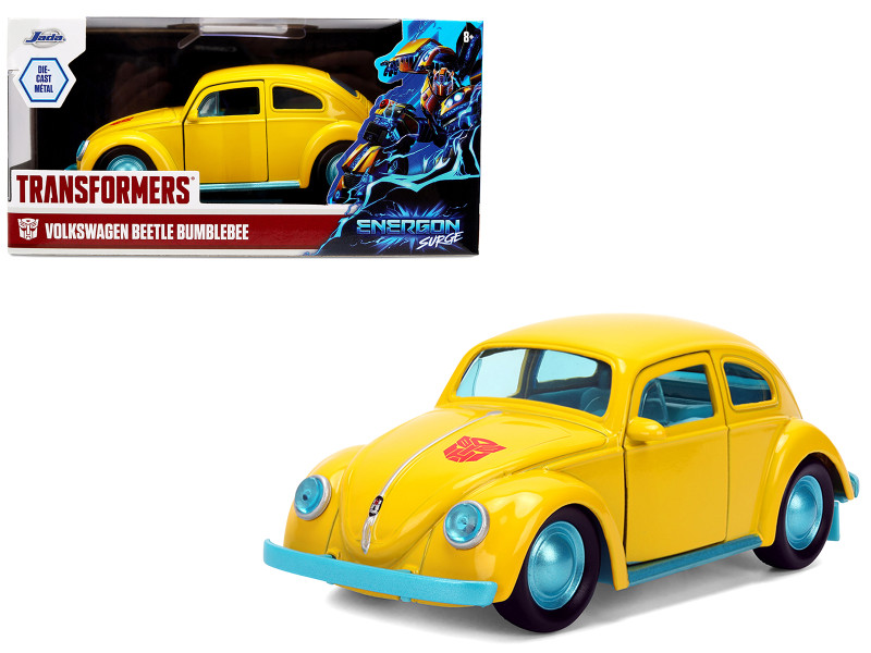 Volkswagen Beetle Bumblebee Yellow with Blue Interior Transformers - Energon Surge Hollywood Rides Series 1/32 Diecast Car Model Jada 37727