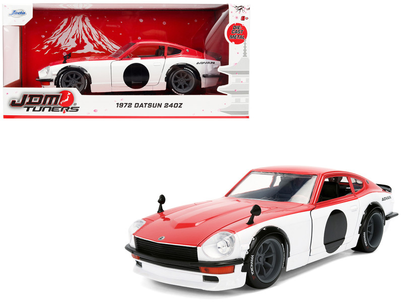 1972 Datsun 240Z Red and White JDM Tuners Series 1/24 Diecast Car Model Jada JA38201