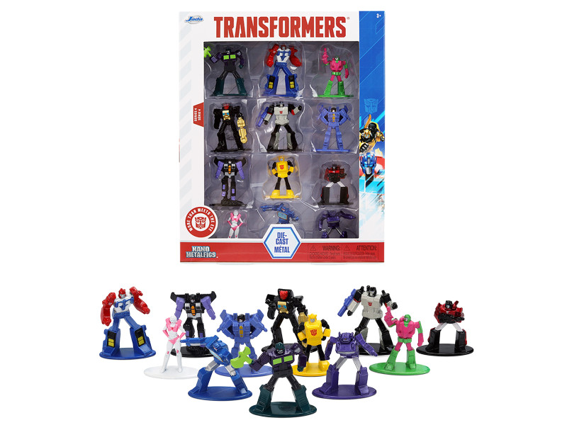 Set of 12 Diecast Figures Transformers Franchise Nano Metalfigs Series Diecast Models Jada 37379