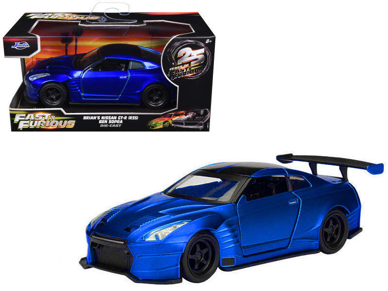 Brian's 2009 Nissan GTR R35 Blue Ben Sopra Furious 7 2015 Movie 25 Years of Fast & Furious Series 1/32 Diecast Model Car Jada 98270-25TH