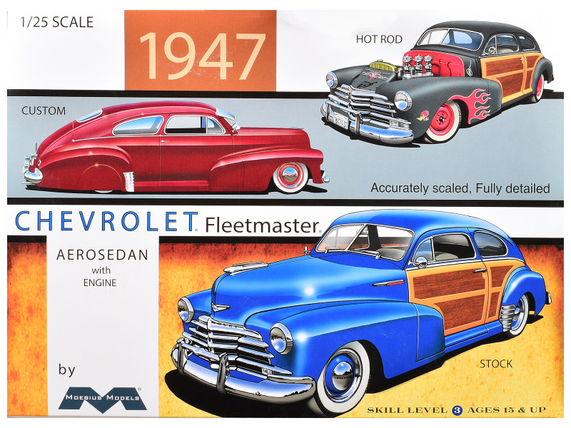 Skill 3 Model Kit 1947 Chevrolet Fleetmaster 3 in 1 Kit 1/25 Scale Model Moebius MOE-2301