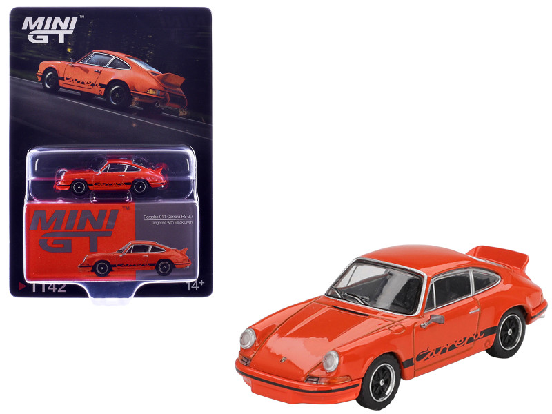 Porsche 911 Carrera RS 2.7 Tangerine with Black Stripes Limited Edition 1/64 Diecast Model Car Mini GT MGT01142