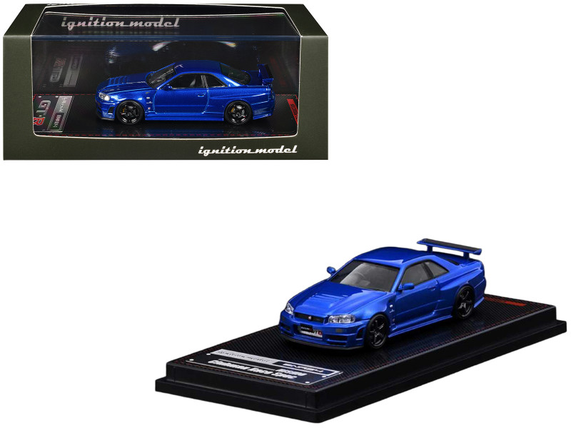 Nissan Skyline GT-R BNR34 Nismo RHD Right Hand Drive Blue Metallic 1/64 Diecast Model Car Ignition Model IG4174