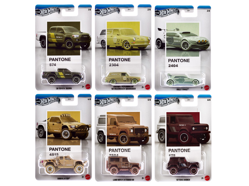 Pantone 10 piece Set B Silver Series Diecast Model Cars Hot Wheels JKY47-956B
