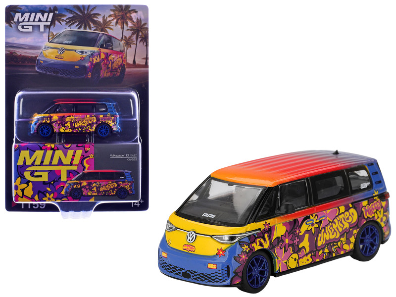 Volkswagen ID.Buzz Van KW/BBS Floral Graffiti Livery Limited Edition 1/64 Diecast Model Car Mini GT MGT01159