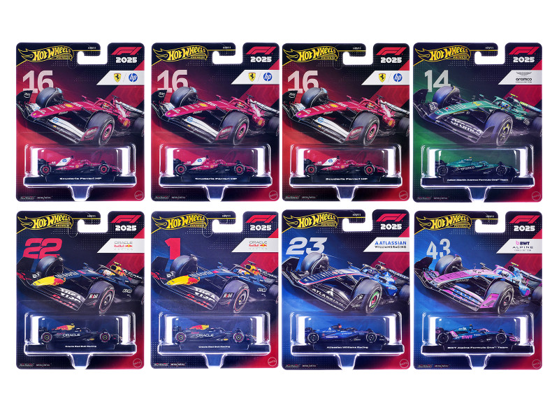 Formula 1 Racing 8 piece Set M Premium Series Diecast Model Car Hot Wheels HRV11-956M