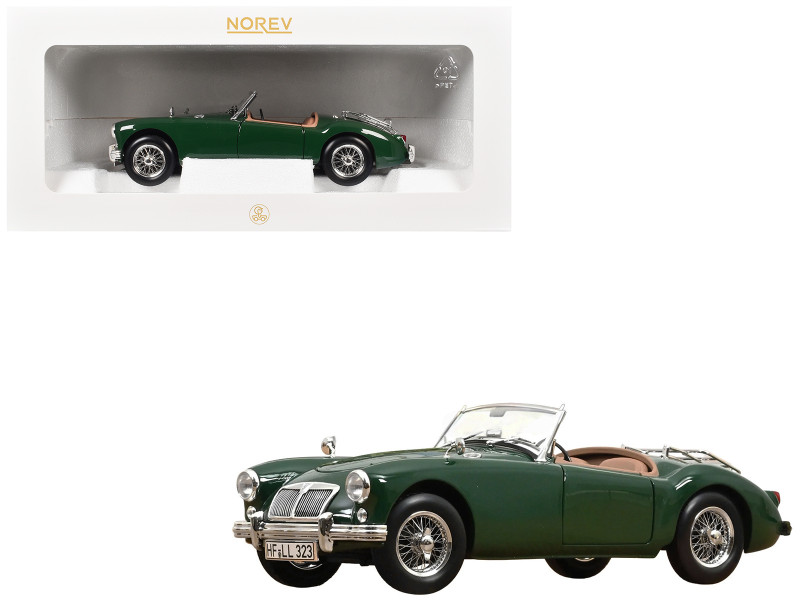 1955 MG MGA Cabriolet British Racing Green 1/18 Diecast Model Car Norev 182610