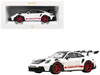 2022 Porsche 911 GT3 RS with Weissach Pack White with Carbon Hood and Top and Pyro Red Stripes and Wheels 1/18 Diecast Model Car Norev 187373