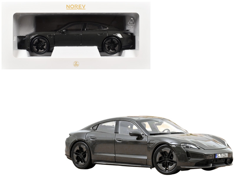 2024 Porsche Taycan Turbo S Slate Gray Neo 1/18 Diecast Model Car Norev 187654