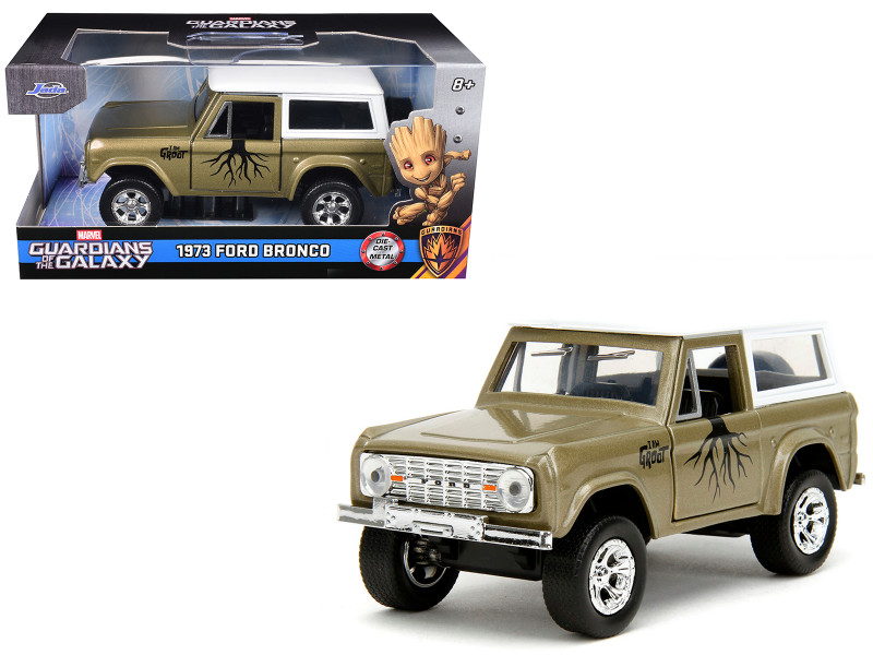 1973 Ford Bronco Groot Gold Metallic with White Top Guardians of the Galaxy Hollywood Rides Series 1/32 Diecast Car Model Jada 34416