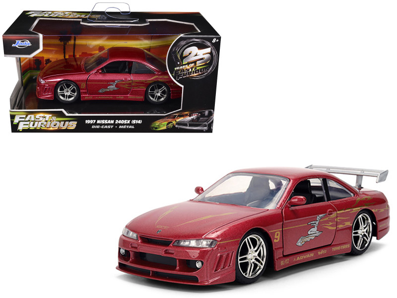 1997 Nissan 240SX S14 Light Red Metallic with Graphics The Fast and the Furious 2001 Movie 25 Years of Fast & Furious Series 1/32 Diecast Car Model Jada 36772-25TH
