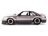 1989 Ford Mustang GT Silver Metallic and Gray with Black and Red Stripes AutoWorks Series 1/24 Diecast Car Model Jada JA38347