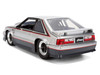 1989 Ford Mustang GT Silver Metallic and Gray with Black and Red Stripes AutoWorks Series 1/24 Diecast Car Model Jada JA38347