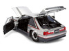 1989 Ford Mustang GT Silver Metallic and Gray with Black and Red Stripes AutoWorks Series 1/24 Diecast Car Model Jada JA38347