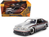 1989 Ford Mustang GT Silver Metallic and Gray with Black and Red Stripes AutoWorks Series 1/24 Diecast Car Model Jada JA38347