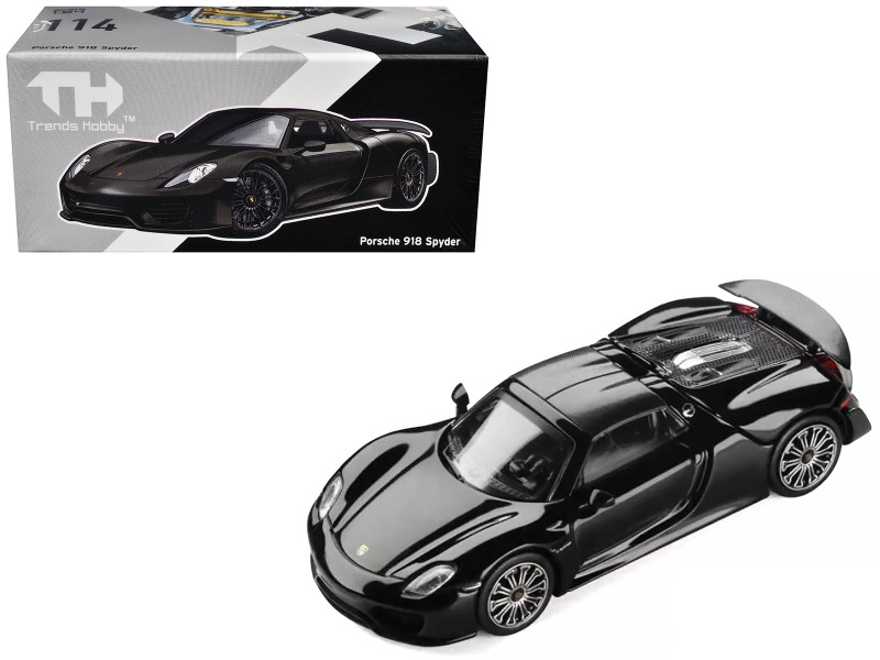 Porsche 918 Spyder Black with Carbon Top 1/64 Diecast Model Car Trends Hobby 241086-B