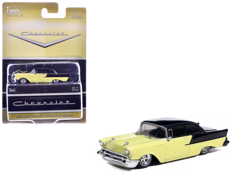 1957 Chevrolet One-Fifty Lowered Colonial Cream and Onyx Black 1/64 Diecast Model Car IXO Models IA64022