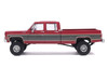1977 GMC Sierra Grande K2500 Wideside Crew Cab Pickup Truck Dark Red Metallic with Gray Side Stripes 1/64 Diecast Model Car IXO Models IA64027