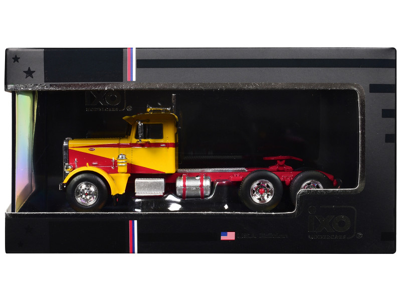 1963 Peterbilt 381 Truck Tractor Yellow with Red Graphics 1/64 Diecast Model Car IXO Models U64TR012
