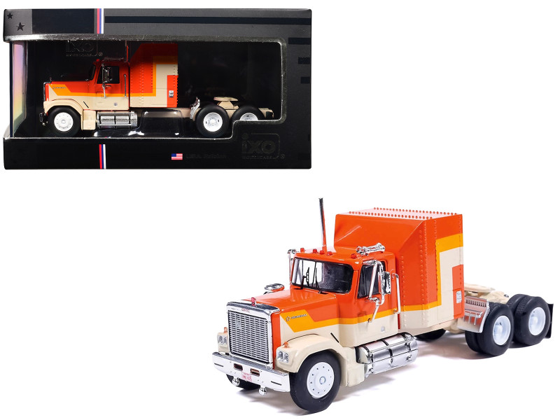 1980 GMC General Truck Tractor Orange with Stripes 1/64 Diecast Model Car IXO Models U64TR013