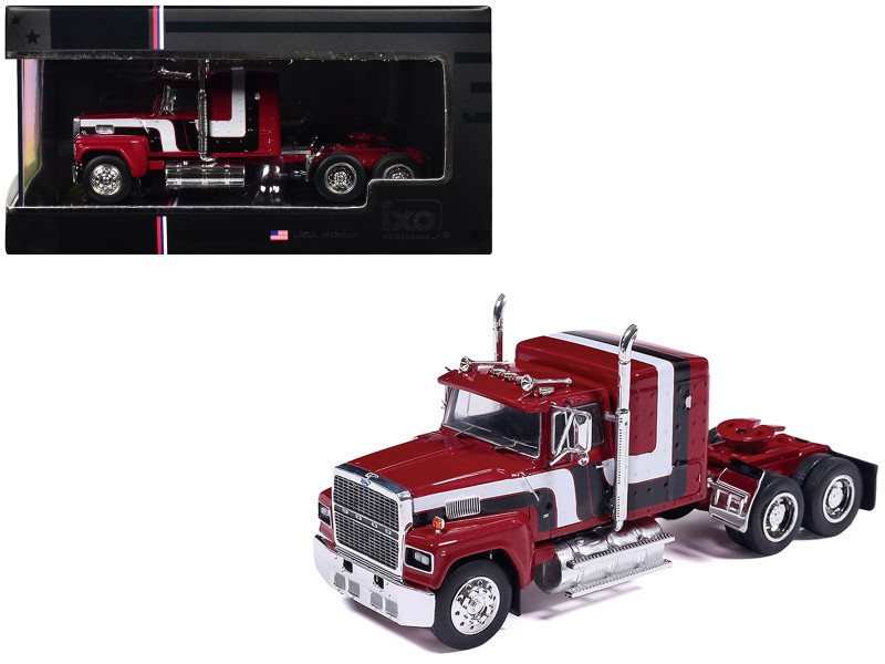 1978 Ford LTL-9000 Truck Tractor Red Metallic with Stripes 1/64 Diecast Model Car IXO Models U64TR014