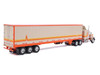 1973 Peterbilt 359 Truck Tractor with Sleeper Cab Cream with Orange and Yellow Stripes and Refrigerate Modern Trailer 1/64 Diecast Model Car IXO Models U64TRTR002M