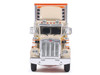 1973 Peterbilt 359 Truck Tractor with Sleeper Cab Cream with Orange and Yellow Stripes and Refrigerate Modern Trailer 1/64 Diecast Model Car IXO Models U64TRTR002M