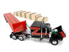 GMC General with 60 Flat Top Sleeper & 48' Utility Flatbed Trailer with Lumber Load Black with Red Stripes 1/64 Diecast Model First Gear 60-2344