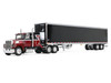 Ford LTL 9000 with 48 Flat Top Sleeper and 53' Utility Trailer with Reefer Volcano Red and Black 1/64 Diecast Model First Gear 60-2416