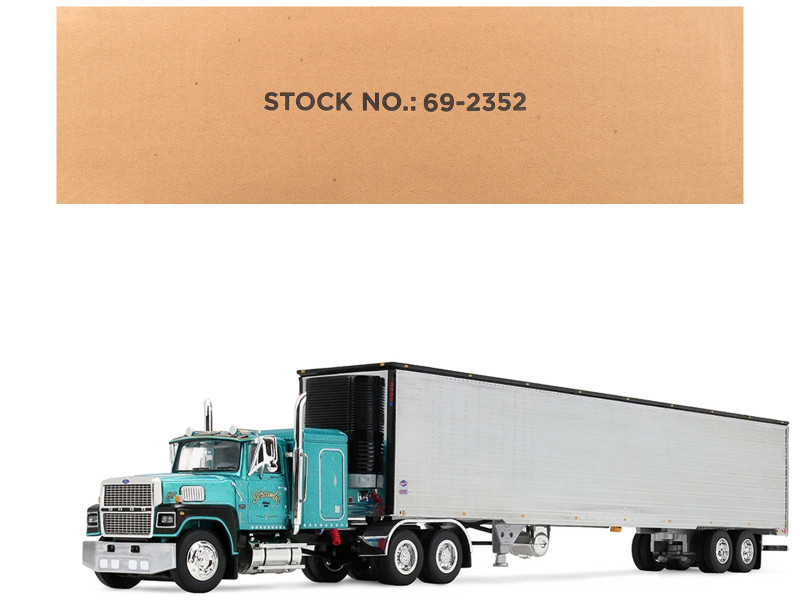 Ford LTL 9000 with 48 Flat Top Sleeper and 53' Utility Trailer with Reefer Red’s Favorites - Tom Sercombe Turquoise Metallic 1/64 Diecast Model First Gear 69-2352
