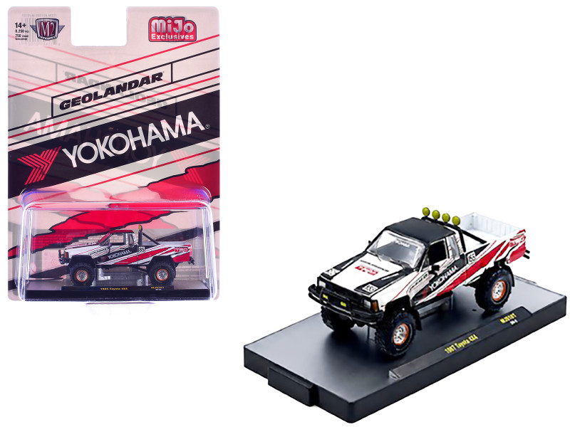 1985 Toyota SR5 4×4 Pickup Truck #85 Yokohama White with Black Top and Red and Black Graphics Limited Edition to 8250 pieces Worldwide 1/64 Diecast Model Car M2 Machines 31500-MJS101