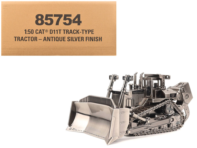 CAT Caterpillar D11T Track Type Tractor Dozer Antique Silver Finish Commemorative Series 1/50 Diecast Model Diecast Masters 85754