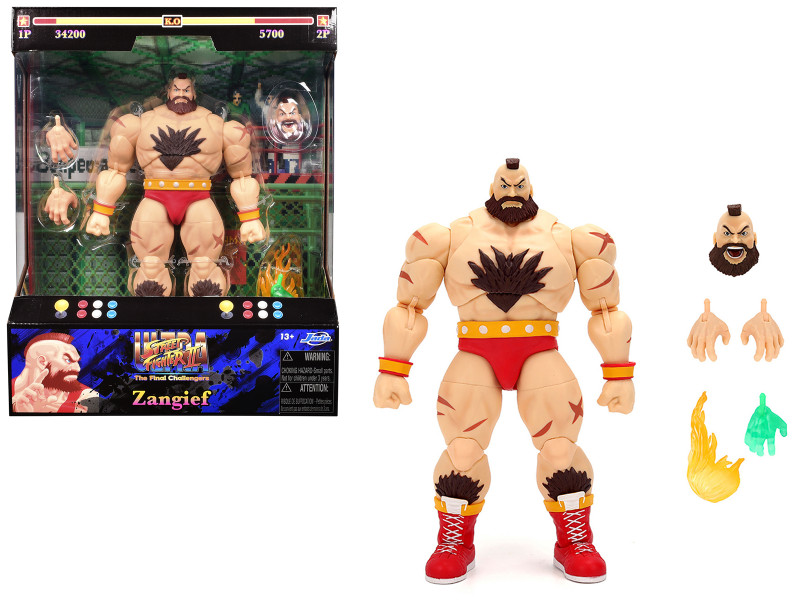 Zangief 7 5 Moveable Figure with Accessories and Alternate Head and Hands Ultra Street Fighter II The Final Challengers 2017 Video Game Model Jada 35742