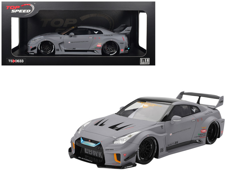 Nissan LB-Silhouette WORKS GT 35GT-RR Ver.1 RHD Right Hand Drive Matt Gray with Black Top 1/18 Model Car Top Speed TS0633